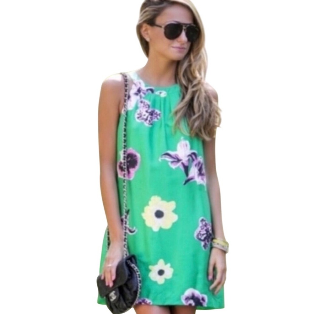 J.Crew NWT Green Floral Silk Halter Mini Dress‎ 66956 Size 0 Tropical Shift